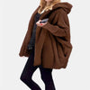 Autumn and Winter Plush Jacket for European and American Women, Solid Color Long Sleeved Hooded Loose Plush Jacket for Women