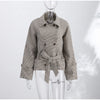 Chic Plaid Loose Women's Autumn Coats Belts Double-Breasted Lace-Up Turn-Down Collar Full Sleeve Lady Jacket Female Outwear