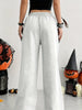 Women'S Casual Wide-Leg Joggers with Elastic Waistband Pockets Solid Color Stretchy Comfort Fit All-Season Comfort