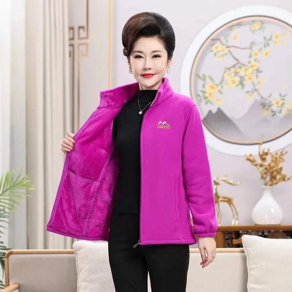 Ladies Coral Fleece Shake Grain Fleece Jacket Winter Female Large Size 5XL Sweatshirt Middle Age Mom Thickening Cardigan Outwear