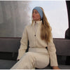 Winter Women's One‑piece Ski Suit Hooded Zipper Pocket Full Sleeve Coat Pant Suits Lady Warm Vacation Skiwear