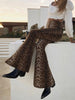 high waist leopard print flare leggings autumn winter women sexy bodycon trousers club pants