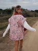 Y-neck Lace-up Cotton Coat Pink Floral Padded Jacket Loose Sweet Casual Japanese Cardigan Cotton-padded Coats Lady Warm Overcoat