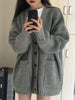 Autumn Winter Women Cardigan Sweater Coats Female Long Sleeve V-neck Loose Knitted Jackets Casual Sweater Cardigans