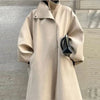 Women's Elegant Autumn Winter Overcoat Bat Sleeve Loose Solid Long Jacket Stand Collar Outwears Female Streetwears