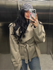 Casual Solid Lapel Lace Up Trench Coat Women's Elegant Long Sleeve Loose Short Coat Autumn Daily Commute Street Outwear