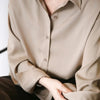 Women Long Sleeve Loose Office Shirts Spring Simple Satin Blouse Vintage Top Dress Shirt Casual Woman Overshirt Clothing