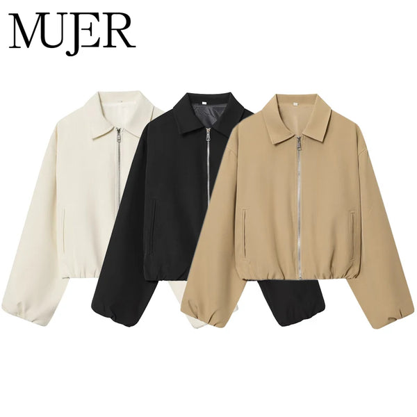 Mujer Women's Bomber Jacket Zip Puffed Varsity Jackets for Women Cropped Demi-season Jacket for Women Coats Outerwears