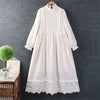 Spring Women Japanese Small Fresh Lace Collar Embroidery Solid Color Dress