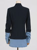 gestring Women Blazer Autumn Denim Stitched Single Breasted Ladies Black Blazer Coat Women's Long Suit Jacket