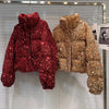 Winter Heavy Industry Colorful Sequin Stand Collar Warm Jacket For Women Cotton-padded Coat 11A07258