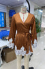 Women Satin Silky Wrap V Neck Lace Trim Tie Waist Bell Sleeve Kimono Mini Dress Party Wedding Guest Y2k Short Dress