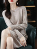 Round Neck Cashmere Dress Women's Long Pullover Sweater Autumn Winter Knitted Knee-Length Pure Wool Dress JJ396