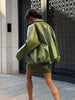 Vintage Street Leather Skirts Coats Suits Women Standneck Zipper Full Sleeves Sets Female Lady Solid Streetwears