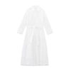 Elegant Embroidered White Dress Women Chic Lapel Long Sleeve High Waist Lace Up Maxi Dresses Female Hollow Out Vestidos