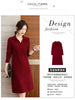 Autumn Women's Lapel Knee Length Sweater Dress Loose Temperament Solid Color Straight Knit Bottom Skirt