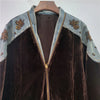 Women's Coat Patchwork Zipper Denim Velvet Beading Long Sleeve Loose Vintage Jackets Autumn 29A3480