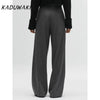 Women's High Waist Striped Straight Leg Pants Vintage Zipper Loose Solid Color Pants Office Casual Women's Pant