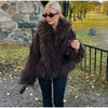 Elegant Solid Faux Fur Spliced Coat Women Lapel Long Sleeve Tassel Plush Outerwear Fall Winter Warm Streetwear