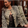 Leopard Printed Faux Fur Women's Coats Slim Lapel Single Breasted Full Sleeve Coat Autumn Winter Lady Warm Jacket