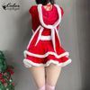 Christmas Dress Suit Women Xmas Cosplay Costume Red Suit Party Rabbit Ears Headwear Year Hooded Shawl Christmas Girl Set