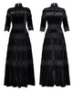 Women's Velvet Maxi Dress Hollow out Stand Collar Half Sleeve Elegant Party Spring
