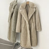 Mueyeruho Winter Women Faux Fur Jacket Coat Solid Khaki Long Sleeve Thick Warm Overcoat Outwear Fluffy Coat For Women