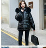 Winter Warm Duck Down Jacket Women's Clothes Glossy Fur collar Thicken Parka Short Down Coat Female