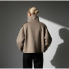 Women Stand Collar Spring Woolen Coats Single Breasted Loose Female Long Sleeve Jacket Office Lady Street Short Coat