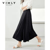 Black Wide-Leg Pants Autumn Flowy Ankle-Length Side Zipper Detail Trousers Office Lady Commuter Bottoms A1738