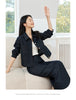 Women's Vintage Elegant Denim Skirt Set Long Sleeve Lapel Denim Jacket Split A-line Skirt Office Lady Denim Suits M8307