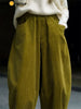 Autumn Winter Lazy Arc Corduroy Wide Leg Pants Women Elastic Waist Loose Casual Comfortable Trousers Female