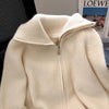 2026Autumn Winter knitted Cardigan Sweater Women Long-Sleeved Zipper High Neck Coat Female Loose Sweater Ladies Tops