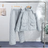 In stock Polka Dot Hooded Puffer Coat Drawstring Hem Zip‑Up Winter Women Warm Pants Set Glam Causal Lady Cotton‑Padded Suit