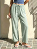 Women Loose Plaid Pants Casual Loose Elastic Straight Wide Leg Trousers with Pockets for Work Office Streetwear