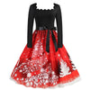 Women's Vintage Christmas Party Dress Long Sleeve Casual Print 50s 60s Elegant Year Celebration Customs