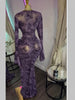 Women Mesh Stacked Ruched Long Sleeve Bodycon Midi Maxi Mermaid Dress Birthday Party Long Dresses Vestidos