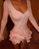 Flare Sleeve Ruffle Sexy Mini Dress Women Robe Irregular Single-breasted V Neck High Waist Slim A-line Club Dress