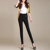 Spring Korean Black High Waisted Elastic Leg Pencil Pants Women's Solid Pockets Versatile Casual Straight Trousers