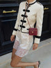 Chic Single-breasted Short Jacket Women Contrast Full Sleeve Cropped Stand Collar Napoleon Coat Lady Daily Street Wear