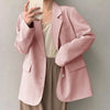 White Oversized Blazer Women Mid Length Korean Style Long Sleeve Single Breasted Suit Jacket Woman Loose Casual Office Outerwear