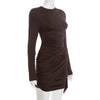 Sexy O-neck Long Sleeve Bandage Solid Short Dress Streetwear Women's Elegant High Waist Tunics Ruched Party Club Dresses