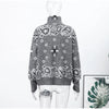 Spring Paisley Cashew Flower Jacquard Jacket For Women Casual Long Sleeve Zipper Sweater Lady Chic Street Knitted Outerwear