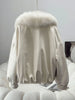 Winter Foreign Style Niche Beige Fur Collar Short Cotton Clothes Women's Loose Versatile and Thin Coat Coat