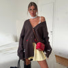 Fall Winter Sweater Women Loose Cardigan Dachshund Embroidery Cute Sausage Long Sleeve Jacket Coat Casual 58917