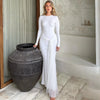 Elegant Long Sleeve Lace Up Bodycon Maxi Dress Women Spring Autumn O Neck White Black Party Evening Long Dresses Outfits