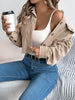 Autumn Winter Crop Jacket Woman Casual Pocket Single Breasted Long Sleeve Lapel Khaki Pink Valentine's Day Corduroy Coats