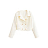 White Full Sleeves Cropped Blazer Women Chic Turn Down Collar Double Breasted Short Jackets Lady Daily Street Outwear