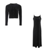 Women Long Sleeve Dress Suit Solid Color Suspenders Long Dress Single-breasted Cardigan Autumn Female Casual Clothes
