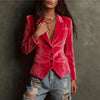 Velvet Blazers for Women Jacket Single Breasted Suit Collar Blazer Coat Solid Long Sleeve Simple Female Outerwear